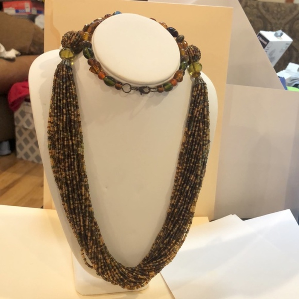 AMAZING beaded Multistrand Necklace Colorful